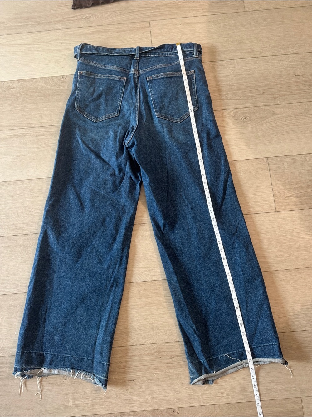 GAP Jeans - Indigo, Wide Leg, Raw Edge, High-Rise, Self Belt - Picture 11 of 13